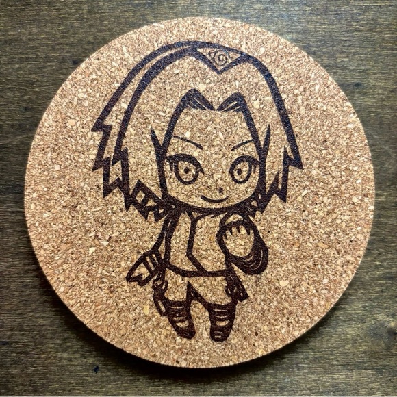 Other - Naruto Sakura Chibi Style Laser Engraved Cork Coaster